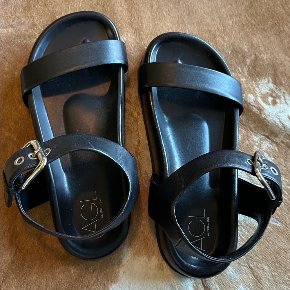 AGL Black Strappy Sandals